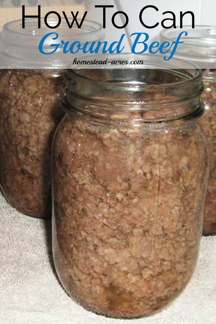 Would you like to learn how to can ground beef? Canning ground beef is really easy and so handy to have on hand. Click here to learn how to can your own or pin for later. | www.homested-acres.com