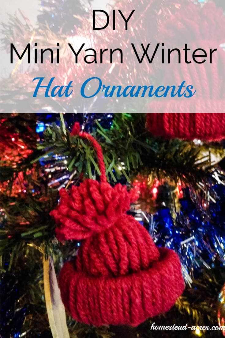 Diy Mini Yarn Winter Hat Ornaments. Easy, cute little yarn hat ornaments. These are a fun project for kids to make at Christmas. | www.homestead-acres.com