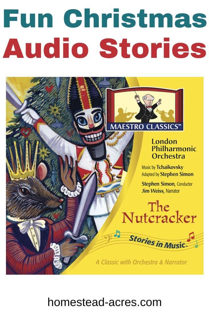 The Nutcracker audio story cover with text overlay that says Fun Christmas Audio Stories.