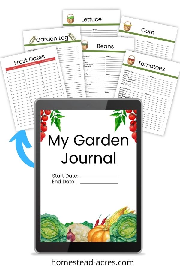 Sample page forms from the free printable garden journal.