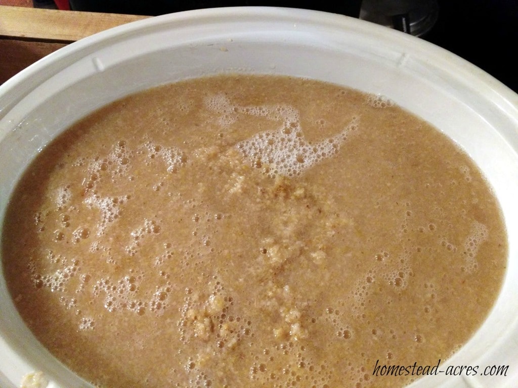 Pear sauce poured into the slow cooker.