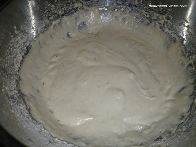 Rhubarb muffin batter in a large mixing bowl.