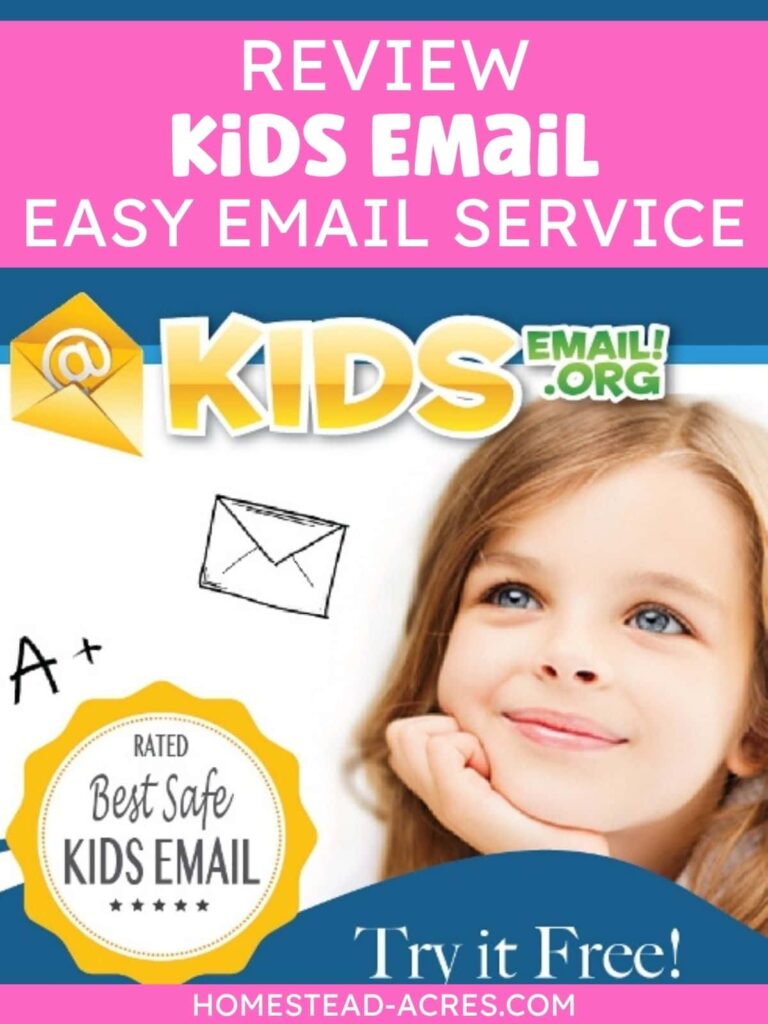 A young child looking up at the Kids Email Logo. The text overlay says Review Kids Email Easy Email Service.