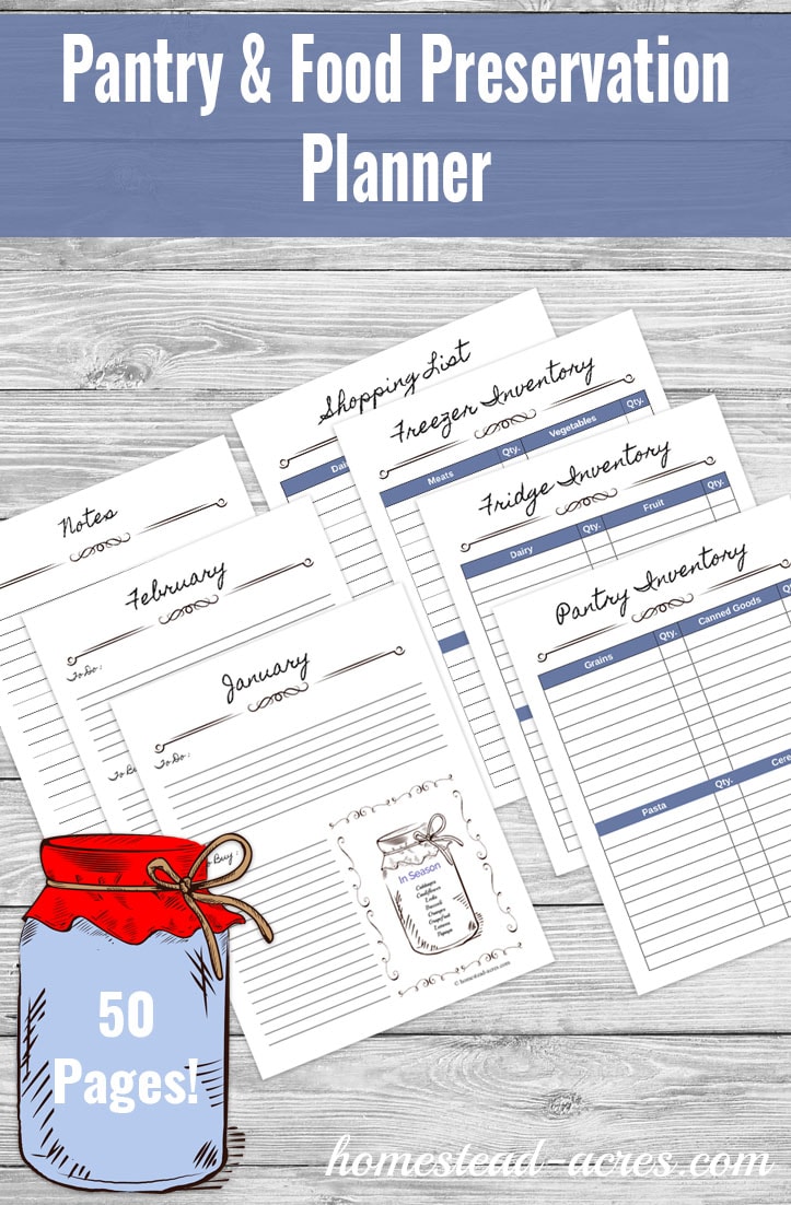 Keep track of your pantry inventory, canning and other food preserving easily with this Pantry & Food Preservation Planner.