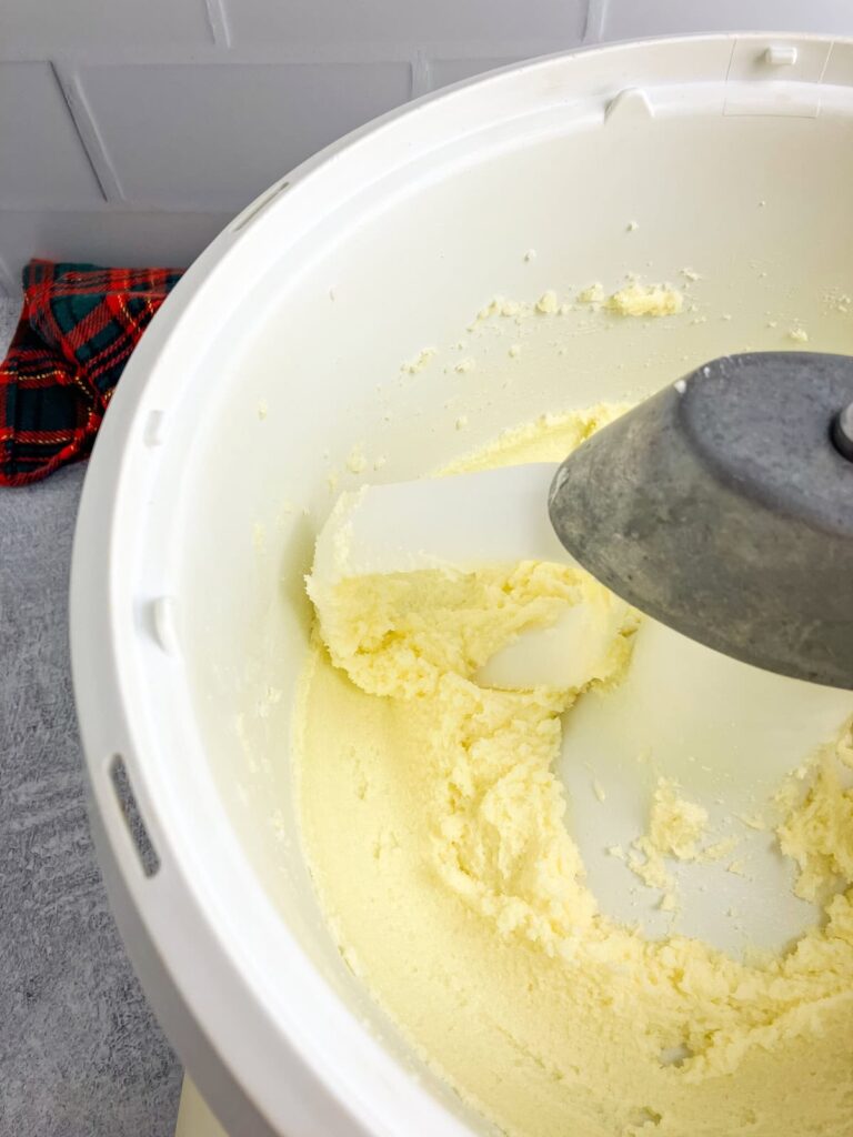Creamed butter and sugar in a stand mixture.