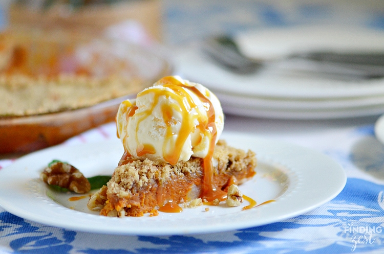 Caramel Apple Pumpkin Pie with Ice Cream