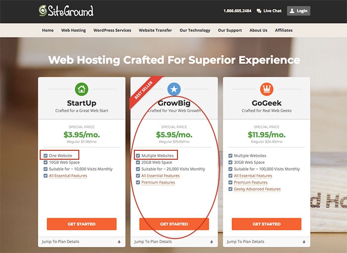 Pick A Hosting Plan With Siteground