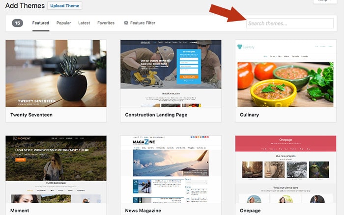 Search For Free WordPress Themes