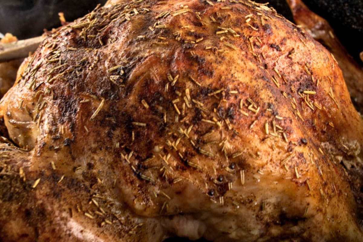 Moist Thanksgiving turkey just removed from the oven.