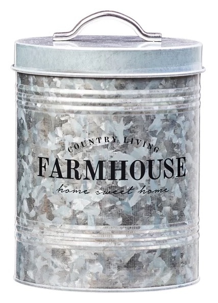 Farmhouse Galvanized Metal Canister