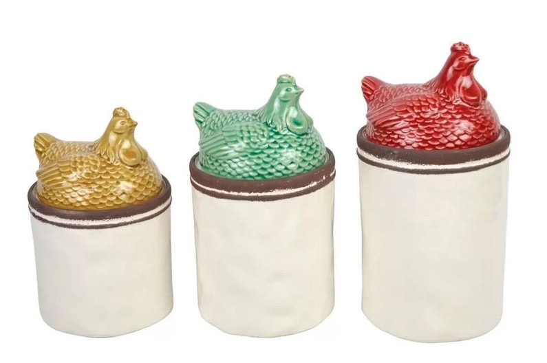 Rooster 3 Piece Kitchen Canister Set