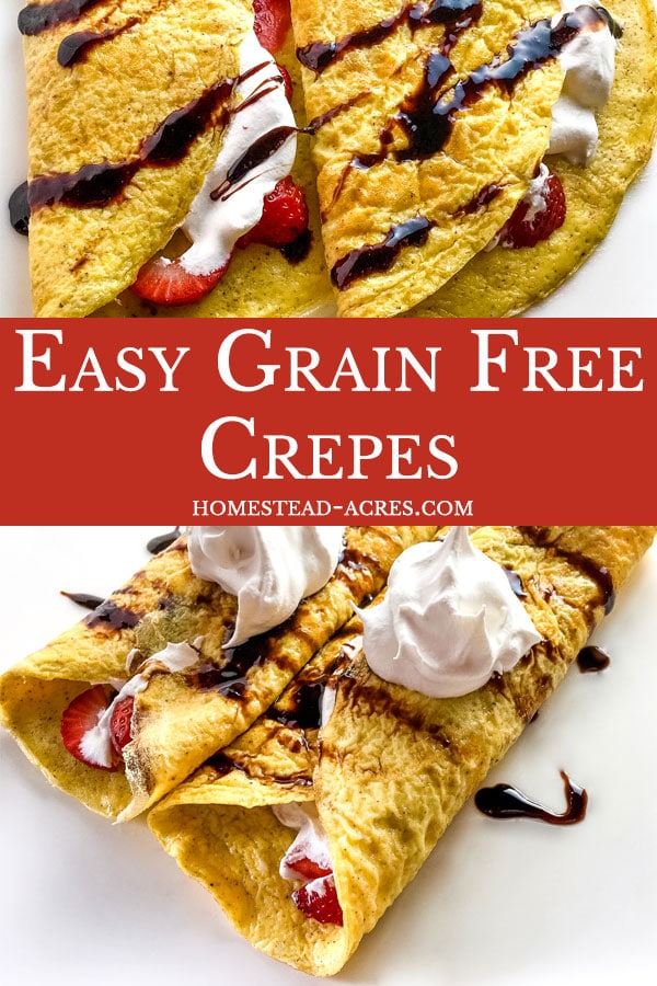 Easy grain free crepe recipe and ideas for breakfast and lunch.