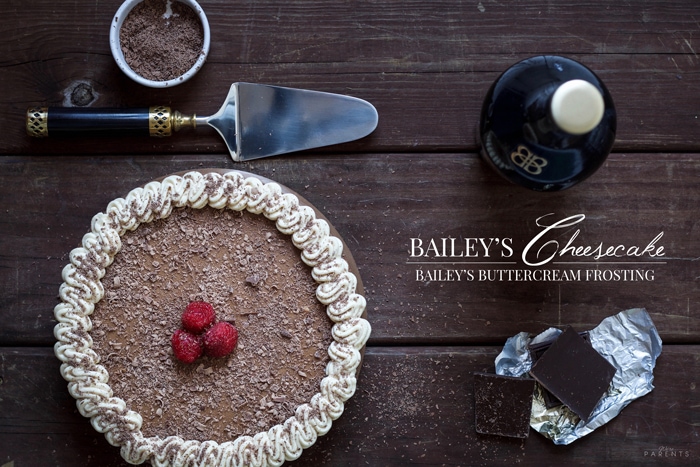 Bailey's Cheesecake with raspberries on top.