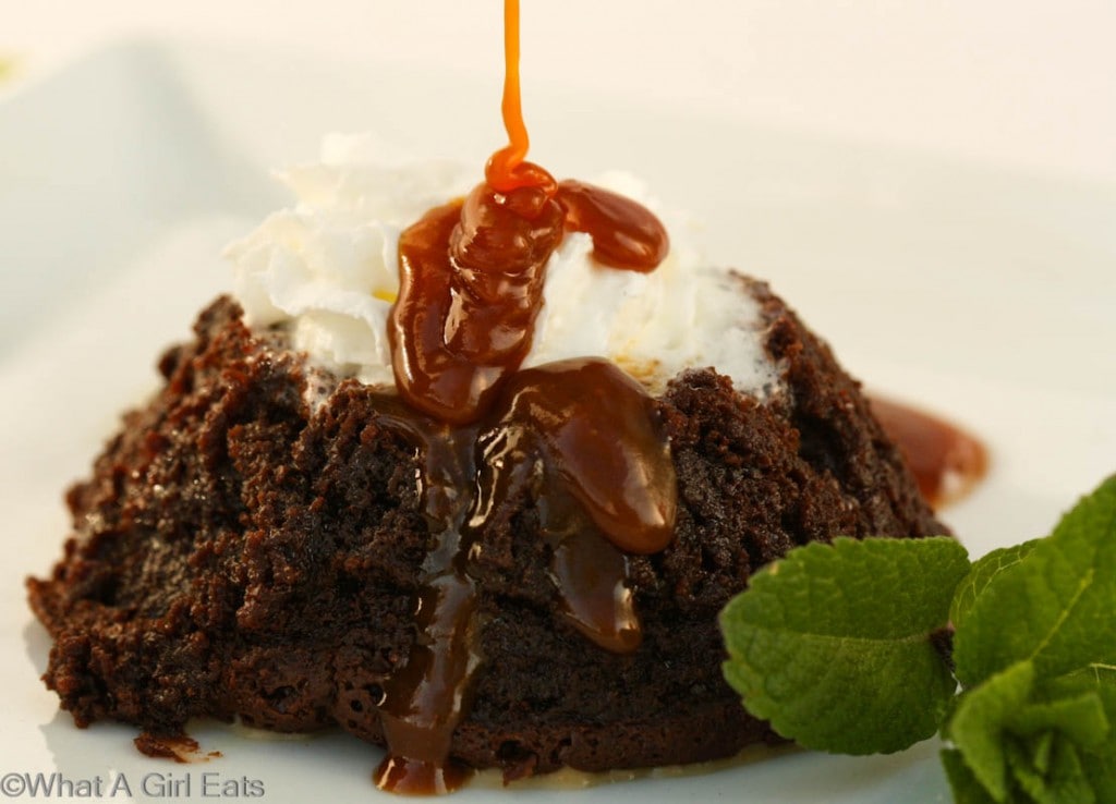 Guinness stout pudding cake with sauce.