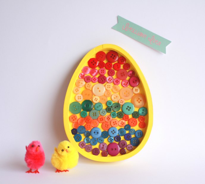 Easter egg button art craft idea.