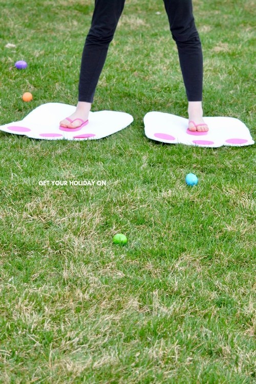 Giant bunny feet craft.