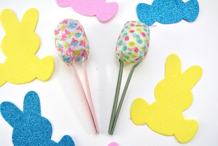 Washi tape Easter egg maracas craft.