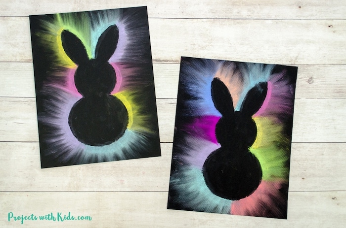 Chalk pastel bunny art.