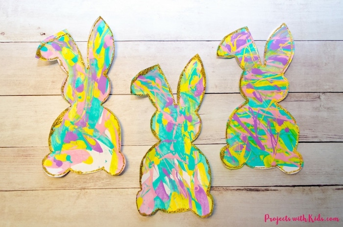 Easter bunny scrape painting craft.