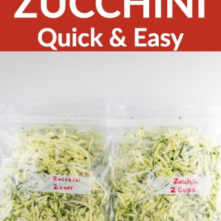 Shredded zucchini in freezer bags