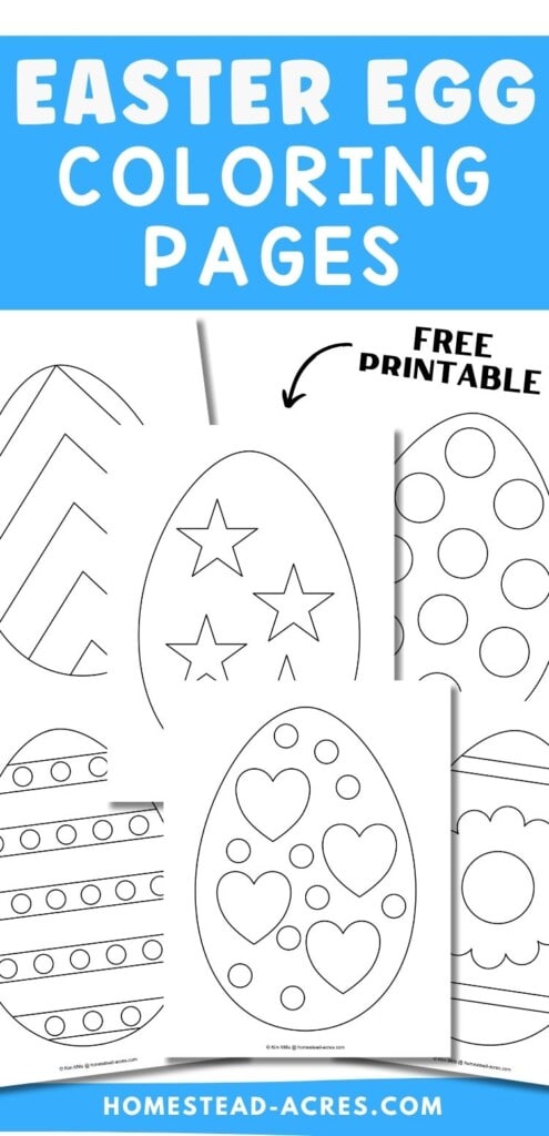 A collage of simple Easter egg coloring pages for kids. The text overlay says Easter Egg Coloring Pages.