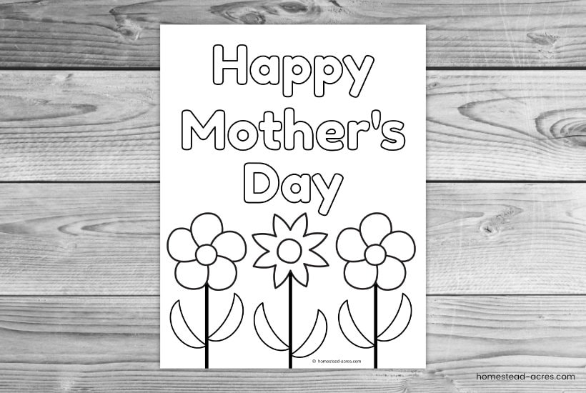 Happy Mother's Day flower coloring page sample.