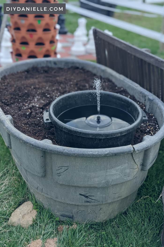 Raised bed made from a water trough.