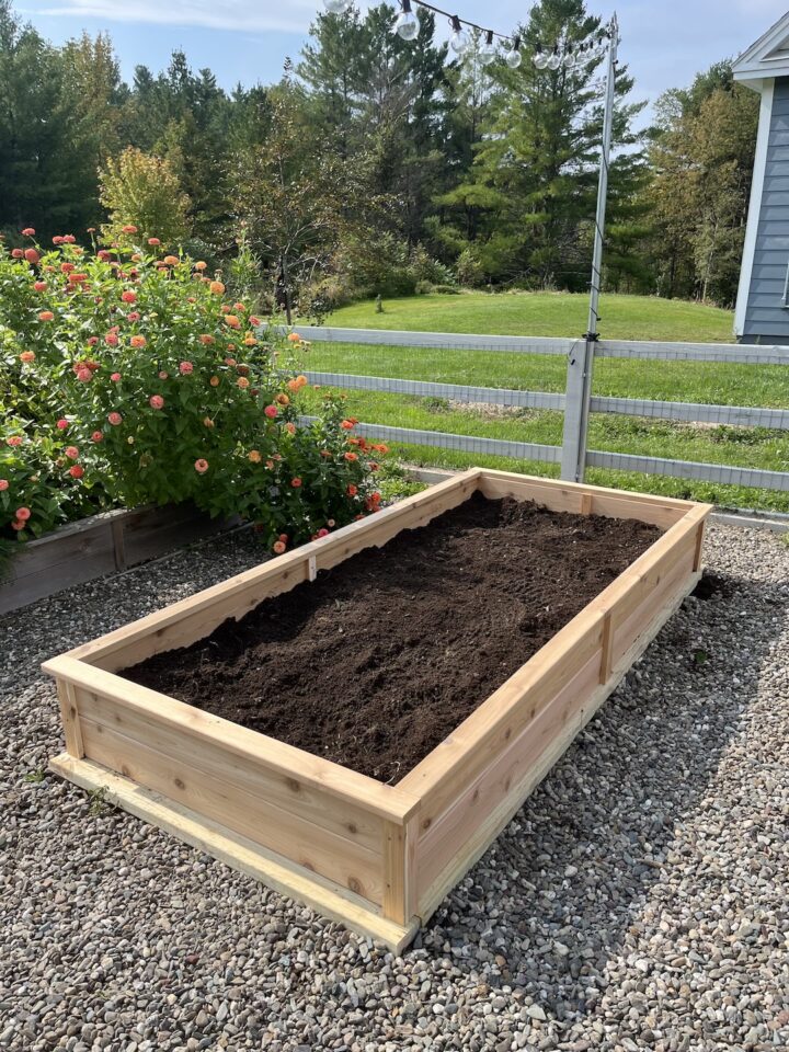 DIY cedar raised bed garden.
