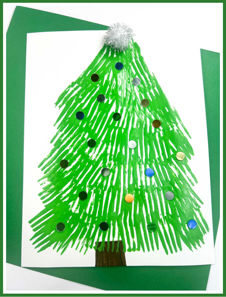 Christmas tree painted with forks craft idea.