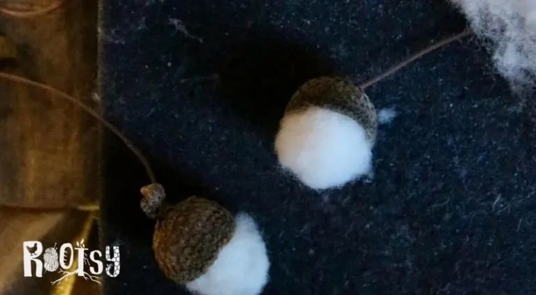 Felted acorn craft.