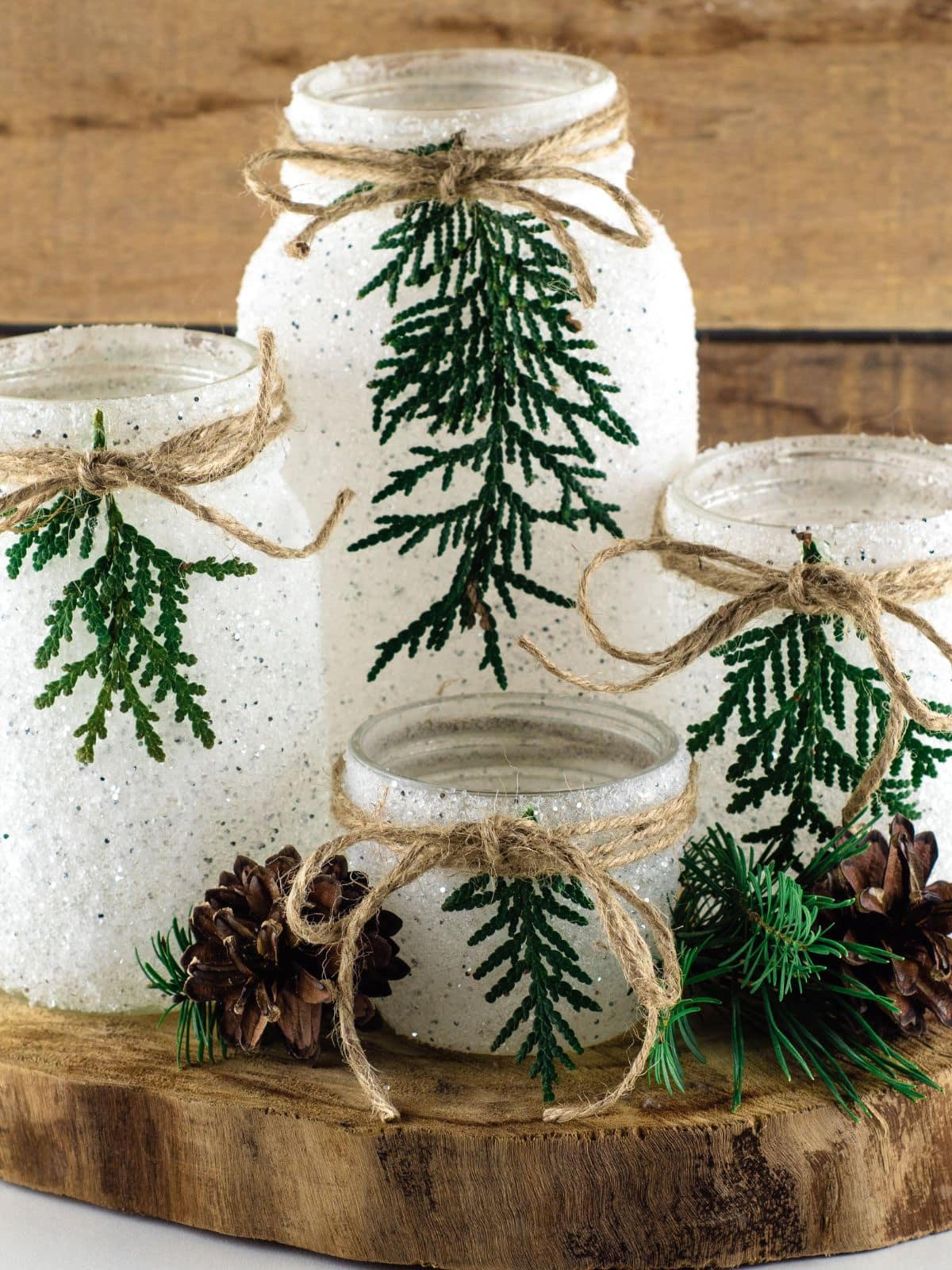 Snowy mason jar craft.