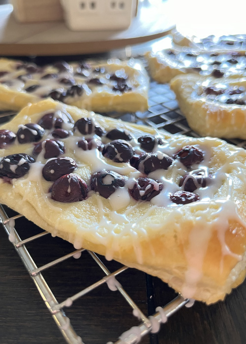 Blueberry cream cheese strudel danish.