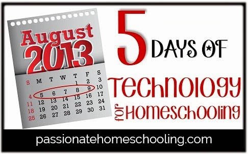 Image with a mini calendar text overlay says 5 Days of Technology For Homeschool.