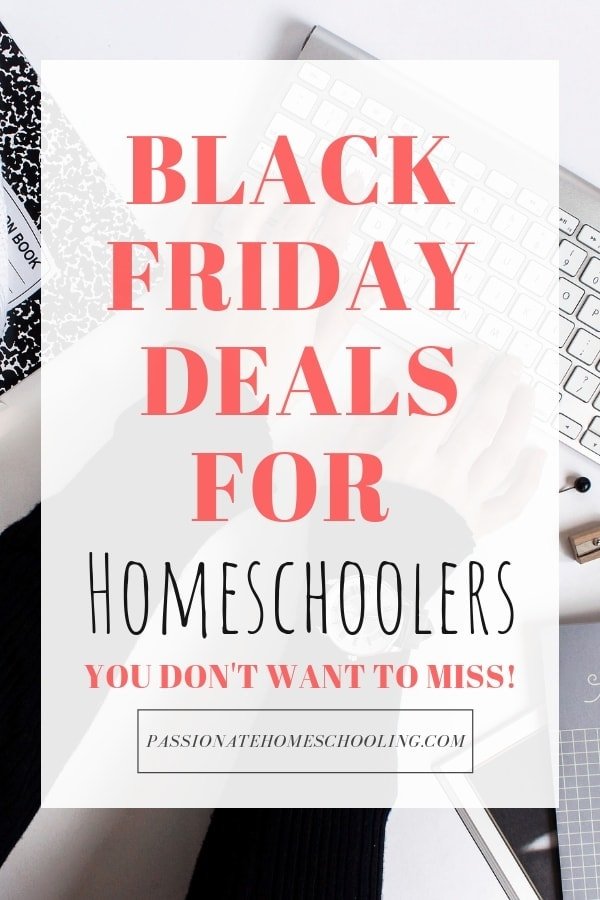 Hands typing on a keyboard. Text overlay says Black Friday Deals For Homeschoolers You Don't Want To Miss!