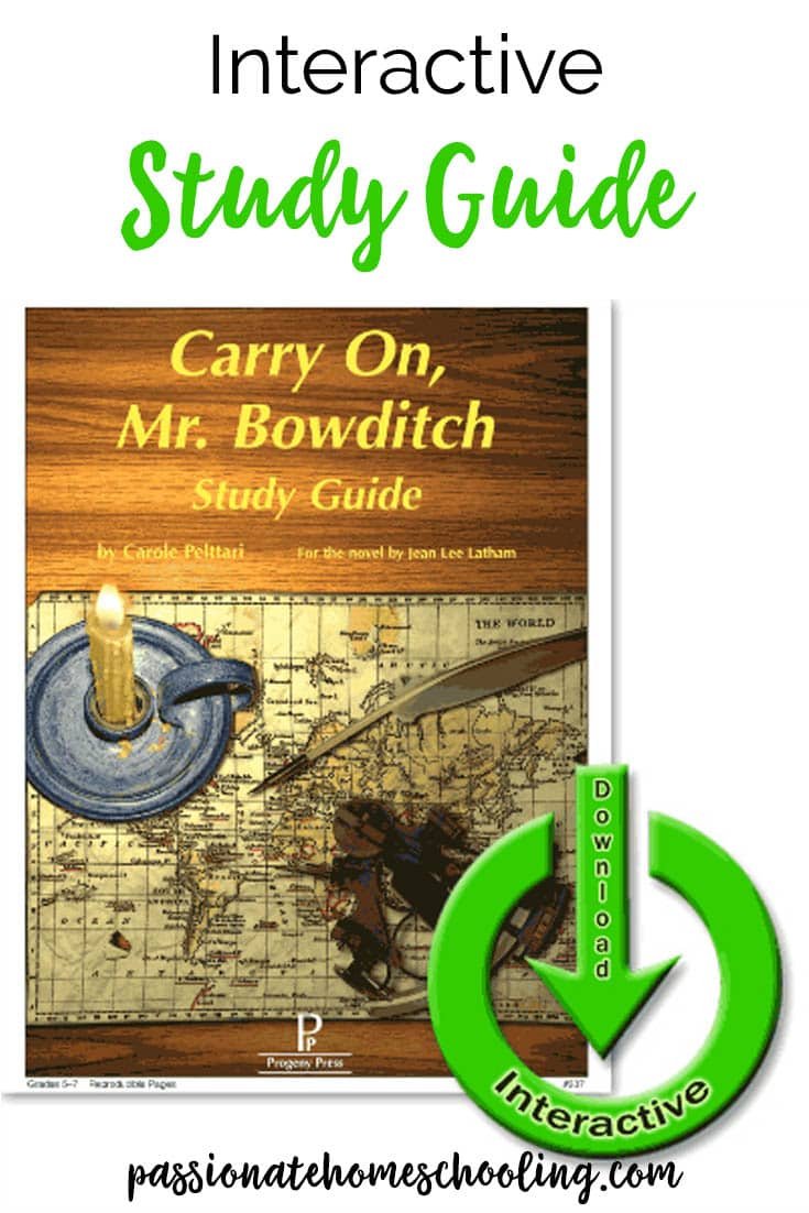 Cover of Carry On, Mr. Bowditch Study Guide. Text overlay says Interactive Study Guide.