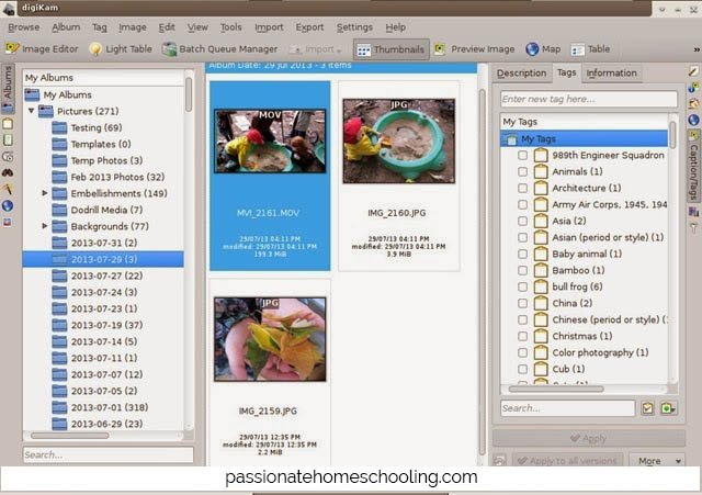 Photo library in Digikam.