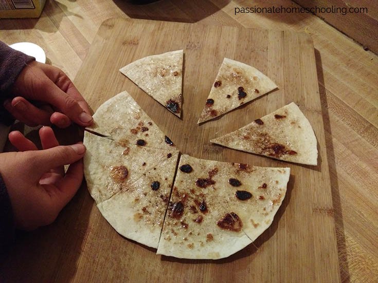 Sliced cinnamon tortillas.