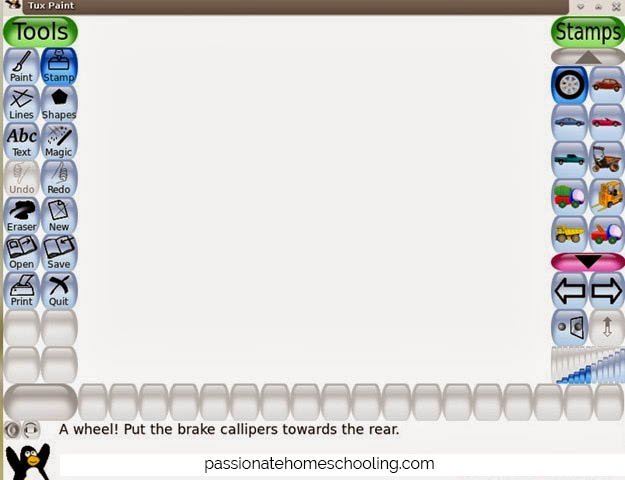 Tux Paint drawing screen.