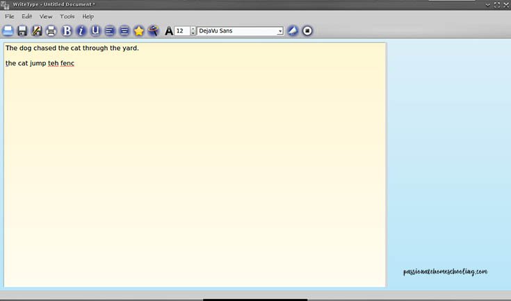 WriteType word processor reading text.