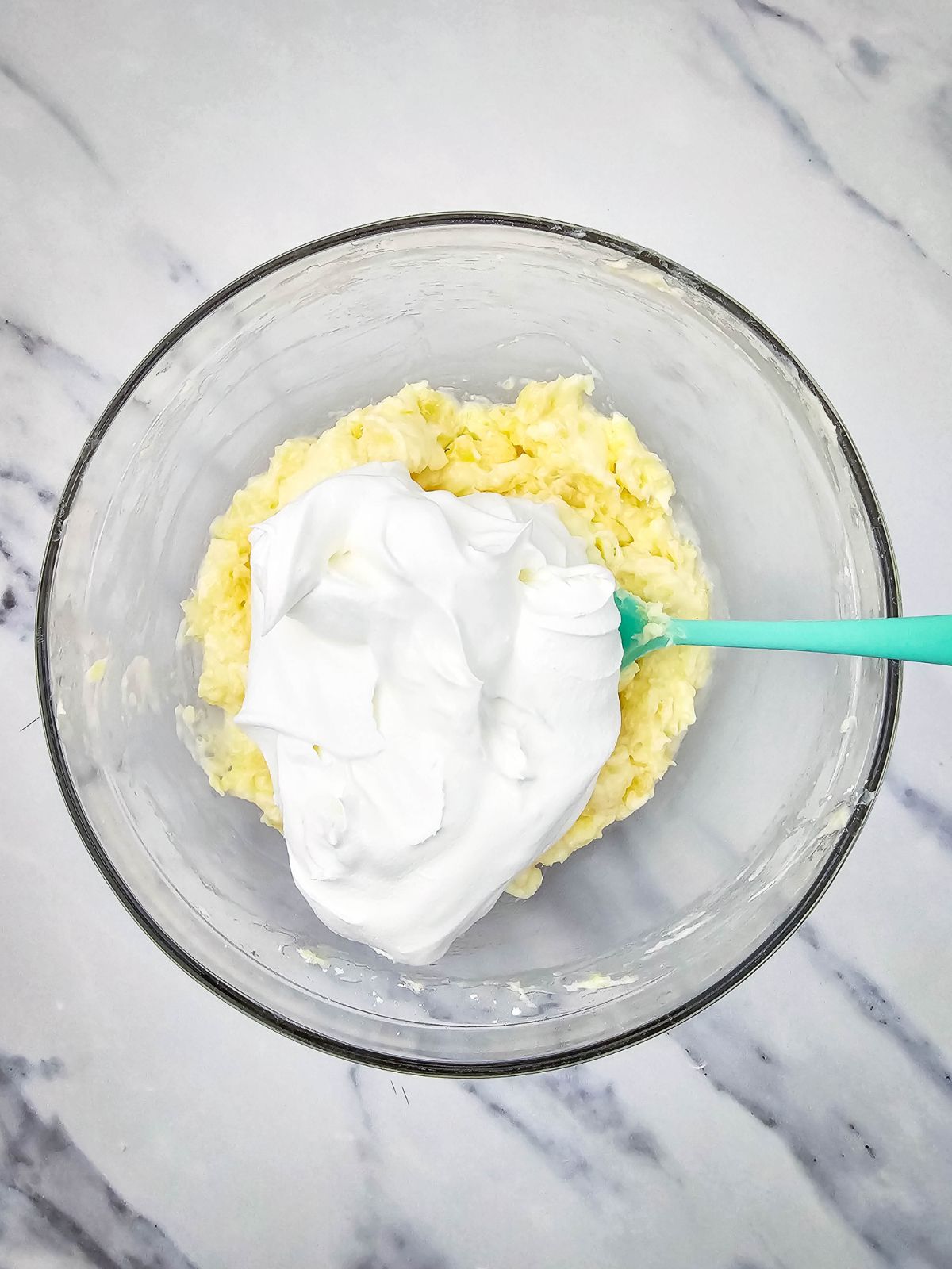Cool Whip was added to the bowl.
