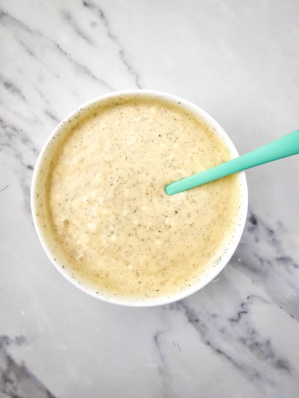 Homemade dressing stirred together.
