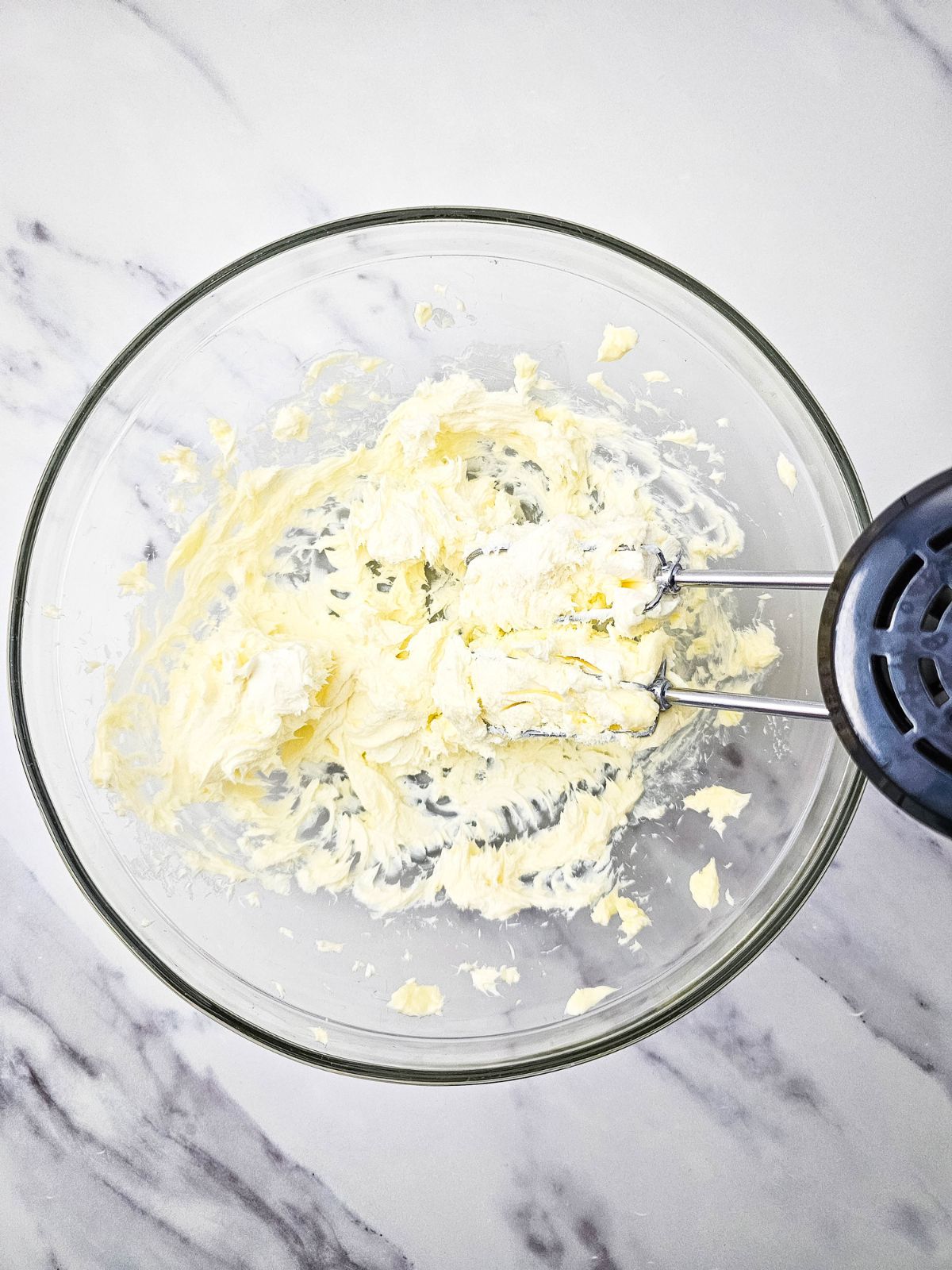 The cream cheese and butter mixed together.