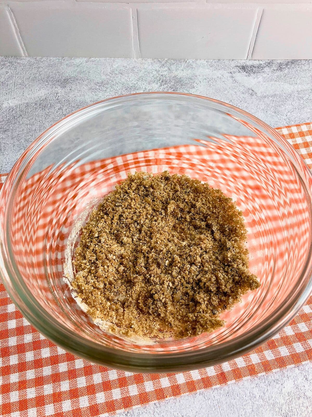 Topping ingredients are mixed together.
