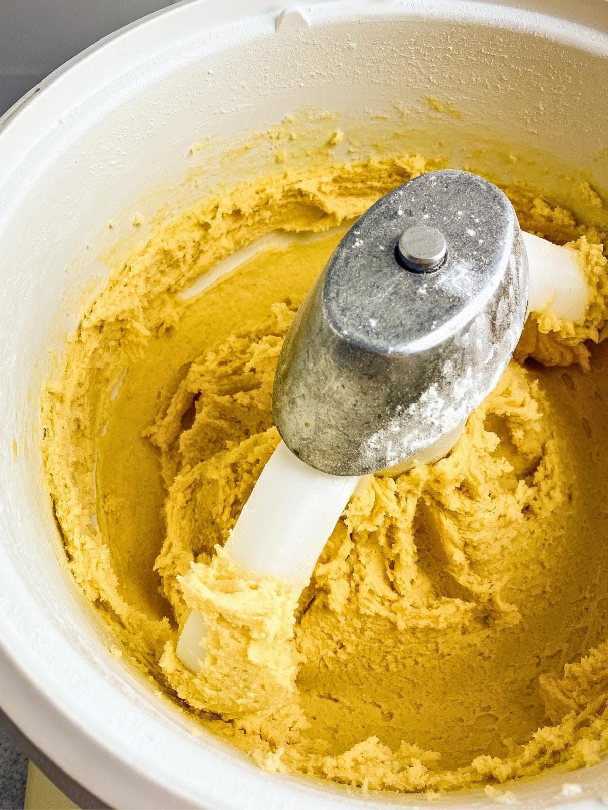 Cookie dough mixed together.