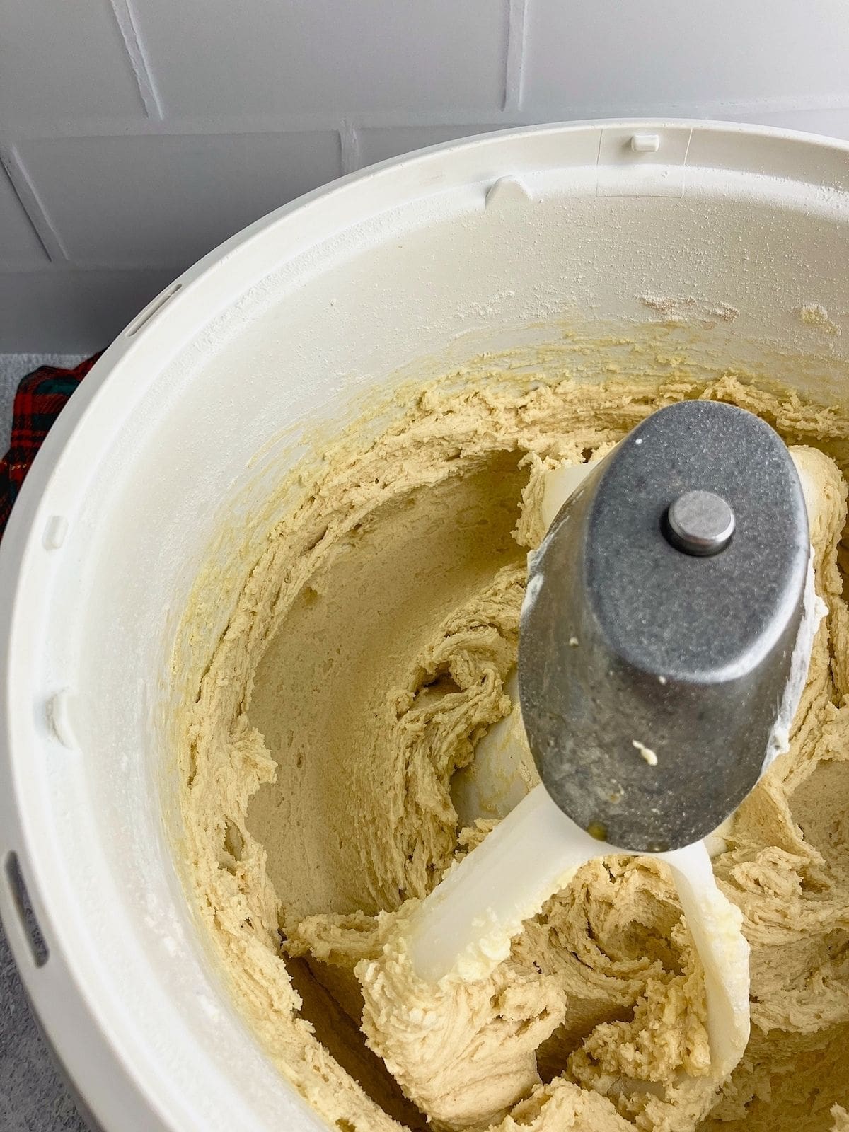 Dry ingredients mixed into the cookie dough.