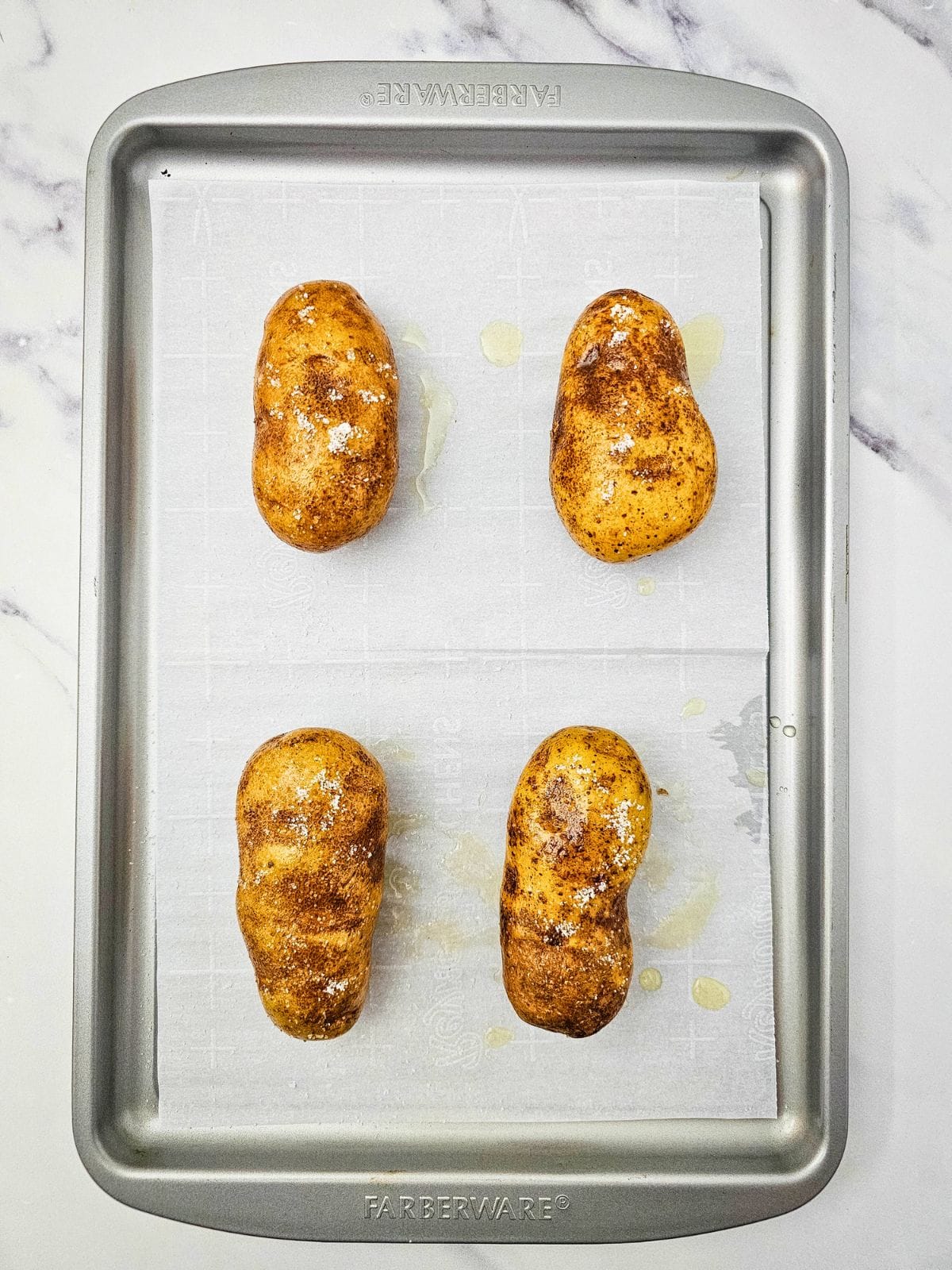 Salt has been sprinkled over the potatoes.