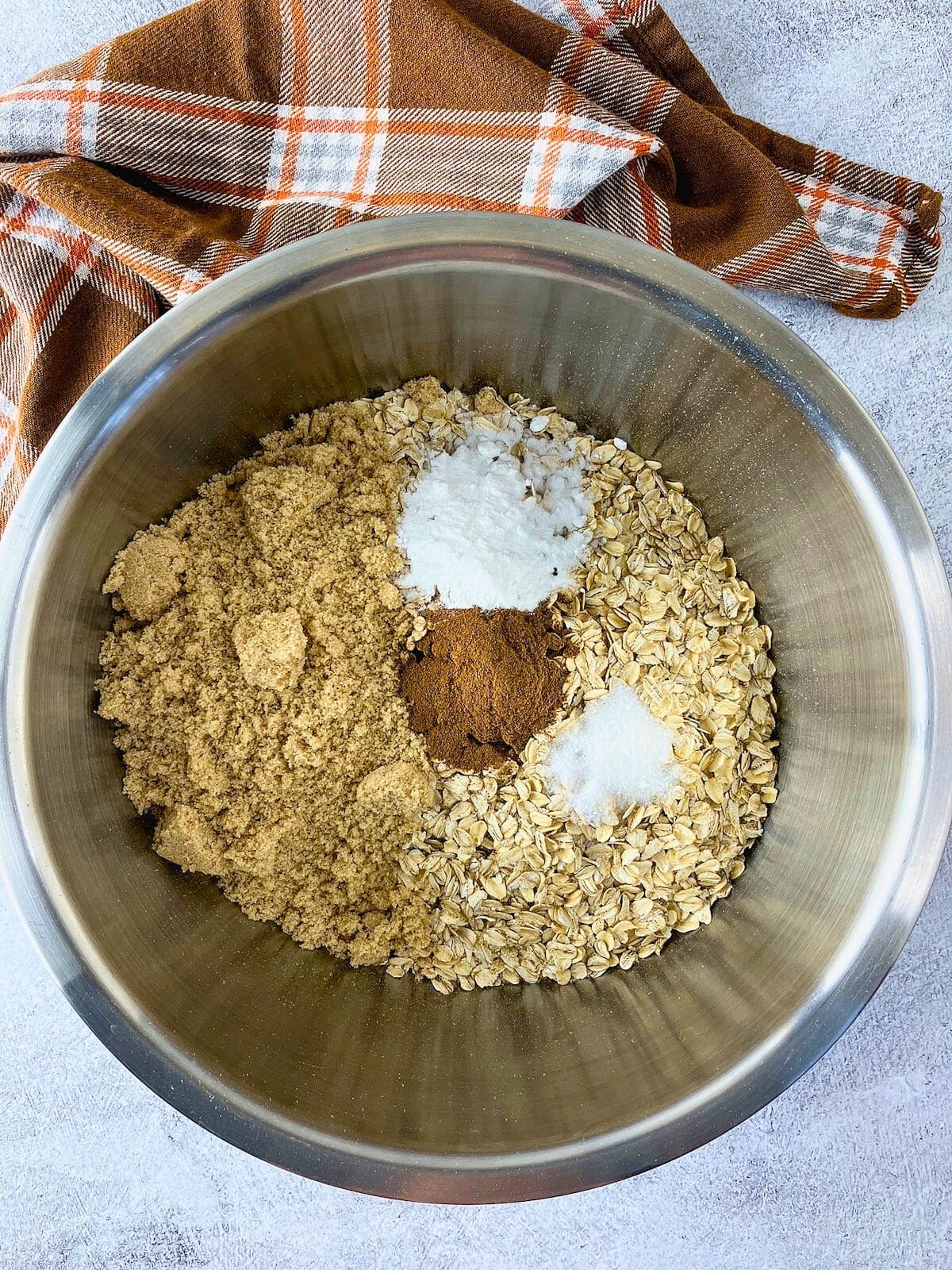 The dry ingredients were measured into a large mixing bowl.