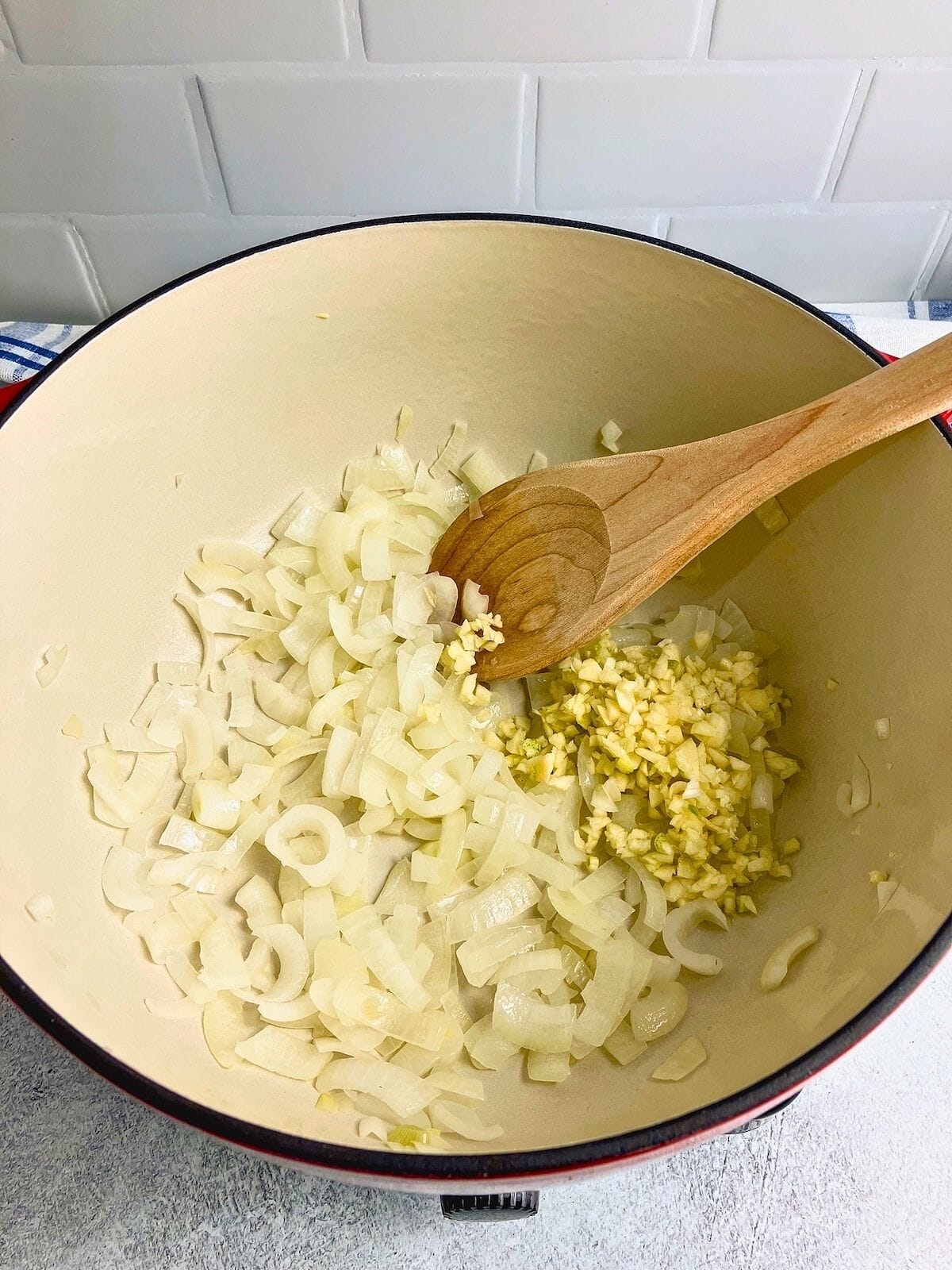 Garlic was added to the cooked onions.