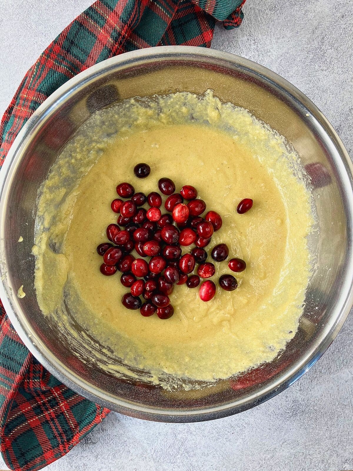 Fresh whole cranberries were added to the batter.