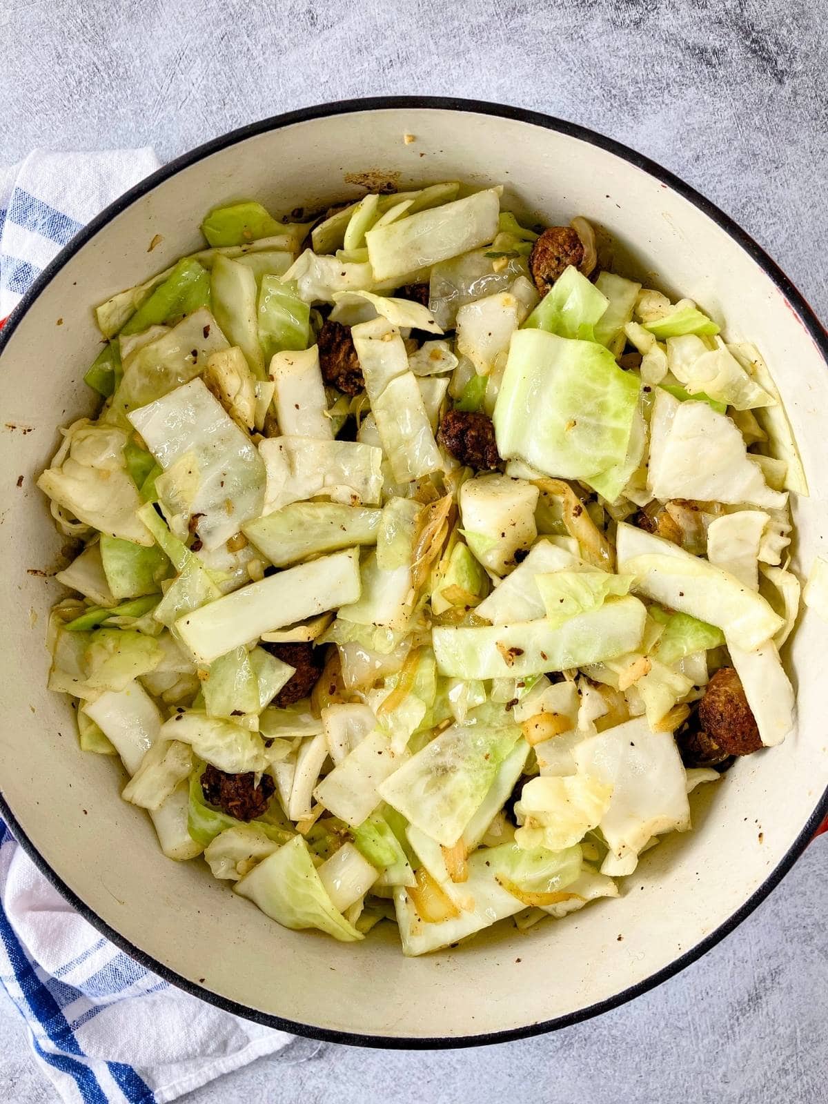 The spices were mixed into the cabbage mixture.